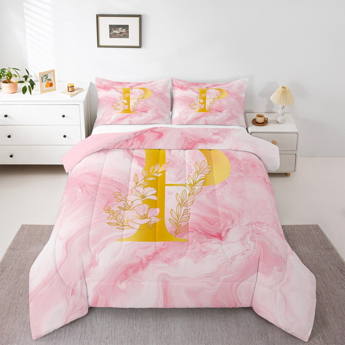 Pink And Gold Comforter Set