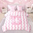 thumbnail image 1 of Homewish Pink Initial Letter Bedding Comforter Set 7pcs for Girl, Bowknot Monogrammed S King Bedding Sets, Art Watercolor Reversible Bed Sheets, Super Cozy Room Decor, 1 of 7