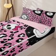 thumbnail image 1 of Homewish Pink Leopard Print Checker Zipper Twin Comforter Sets with Fitted Sheet and 2 Pillowcases, Skull Billiards Zipper Bedding Set for Women, Pink Reversible, 4 Pieces, 1 of 6