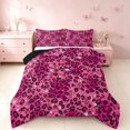 thumbnail image 1 of Homewish Pink Leopard Print Queen Comforter Set for Girls, Animal Themed Comforter Sets Queen, Black Reversible, 3pcs 1 Comforter and 2 Pillowcases, 1 of 6