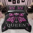 thumbnail image 1 of Homewish Pink Leopard Print Ribbon Bedding Comforter Set for Teen, King and Queen Twin Comforter Sets, Butterfly Damask Flower Reversible Bedding Set, Super Cozy Room Decor, 2 Pieces, 1 of 8