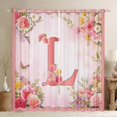 thumbnail image 1 of Homewish Pink Letter L Black Out Curtains,Monogrammed Theme Curtains Pack of 2 (42x63 Each),Country Floral Cartoon Rose Bedroom Curtains For Girl Teens,Ultra Soft Bedroom Decor, 1 of 6