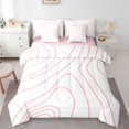 thumbnail image 1 of Homewish Pink Lines 7-Piece Twin Bedding,Modern Geometric Bedding Comforter Set,Pink Reversible, 1 of 8
