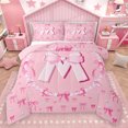 thumbnail image 1 of Homewish Pink Monogrammed M Queen Comforter Set, Kawaii Princess Bow-tie Bedding Sets, Teens Kids Girls Women Reversible Bedding Comforter Set, Ultra Soft Bedroom Decor, 3-Piece, 1 of 8