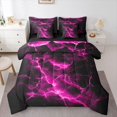 thumbnail image 1 of Homewish Pink Neon Lightning 7pcs Queen Bedding,Modern Abstract Bedding Comforter Set Queen,Black Reversible, 1 of 8
