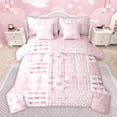 thumbnail image 1 of Homewish Pink Princess Bowknot Bedding Comforter Set 7pcs for Girl, Kawaii Ribbon Bow Queen Bedding Sets, Fashion Bow-tie Reversible Queen Sheet Sets, Breathable Home Decor, 1 of 7