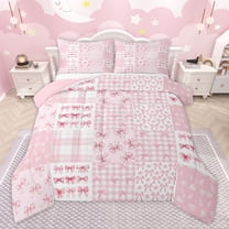 Homewish Pink Princess Bowknot Bedding Comforter Set for Girl, Kawaii Ribbon Bow Twin Comforter Sets, Fashion Bow-tie Reversible Bedding Set, Breathable Home Decor, 2-Piece