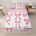 thumbnail image 1 of Homewish Pink Ribbon Bowknot Kids Zipper Twin Comforter Sets with Fitted Sheet and 2 Pillowcases,Cartoon Kawaii Bowtie Theme Zipper Bedding Set For Girls,Pink Reversible,4 Pieces, 1 of 7