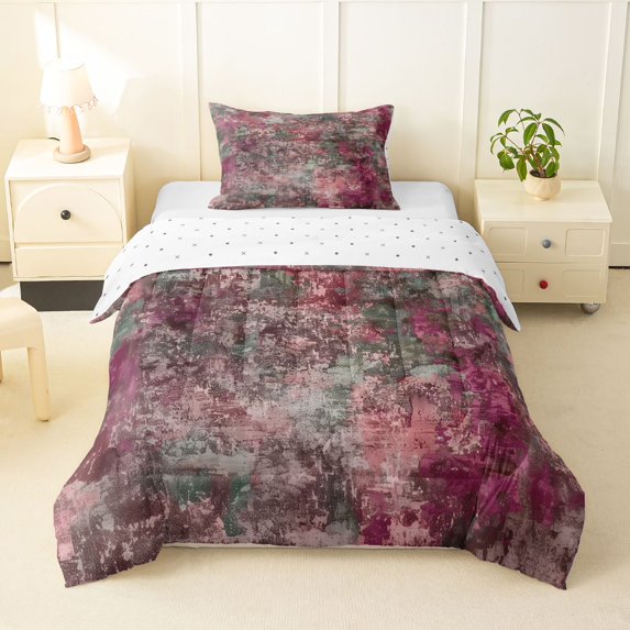 Homewish Pink Tie Dye Twin Comforter Sets,Vintage Abstract Artwork Bedding Set,Reversible,2pcs,1 Comforter and 1 Pillowcase