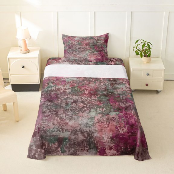 Homewish Pink Tie Dye Twin Sheets,Vintage Abstract Artwork Bedding,3pcs,1 Fitted Sheet and 1 Pillowcase
