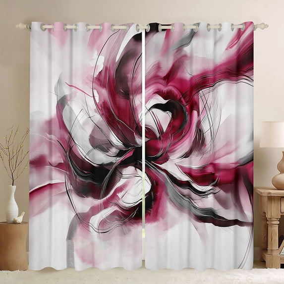 Homewish Pink Watercolor Swirl Blackout Curtains,Contemporary Art Curtains Pack of 2 (42x84 Each)