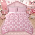 thumbnail image 1 of Homewish Pink White Buffalo 2pcs Bedding Comforter Set For Children Teens Adults,Mid Century Geometric Lines Twin Comforter Sets,Love Heart Print Breathable Bedding Set,Luxury Bedroom Decor, 1 of 8