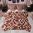 thumbnail image 1 of Homewish Pixel Artistic 7pcs Bedding Comforter Set,Brown Black Queen Bedding Sets,Modern Geometric Aesthetic Queen Sheet Sets For Girl Boys,Breathable Home Decor Reversible, 1 of 8