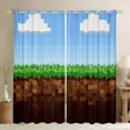thumbnail image 1 of Homewish Pixel Geometric Blackout Curtains Set of 2 (52x84 Each),Modern Abstract Art Window Curtains,Green Brown Blue Curtains and Drapes For Boys,Luxury Bedroom Decor, 1 of 6