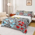 thumbnail image 1 of Homewish Pixelate Miner Chid Full Size Sheets, Cartoon Square Rectangle Bed Sheets, Vintage Game Lover Sheet Sets, Breathable Home Decor, 4pcs, 1 of 7