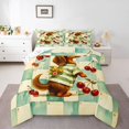 thumbnail image 1 of Homewish Plaid Dachshund Dog Full Size Comforter Sets,Lovely Cherry Floral Bedding Comforter Set,Green,Colorful Stars Reversible,3pcs,1 Comforter and 2 Pillowcases, 1 of 7