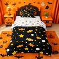 thumbnail image 1 of Homewish Playful Halloween Candy Twin Duvet Cover,Dot Cloud Pattern Twin Bedding,Black Orange Yellow,Halloween Reversible,2pcs,1 Duvet Cover and 1 Pillowcase, 1 of 6
