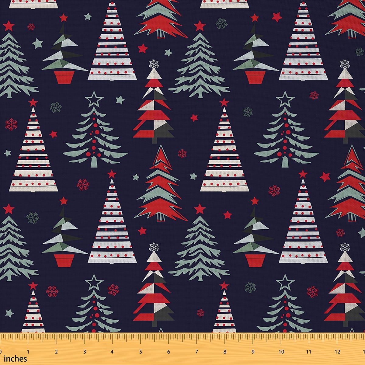 Homewish Polkadots Xmas Tree 01 for Kids, Christmas Cartoon Stars Room Decor Fabric by the Yard, Winter Snowflake Sewing Fabric, Breathable Home Decor