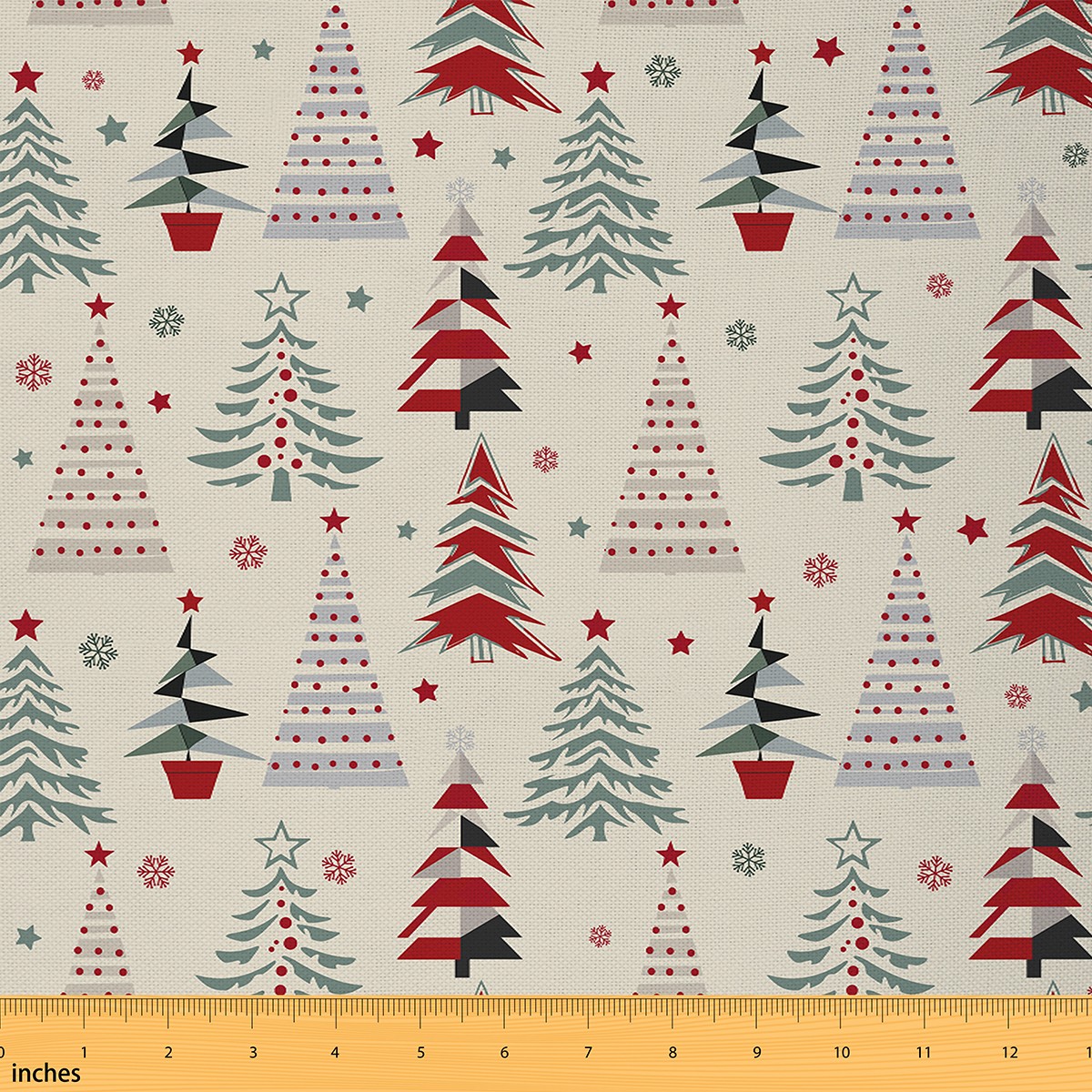 Homewish Polkadots Xmas Tree 01 for Kids, Christmas Cartoon Stars Room Decor Fabric by the Yard, Winter Snowflake Sewing Fabric, Luxury Bedroom Decor