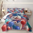 thumbnail image 1 of Homewish Pomeranian Dog Twin Quilt Set,4Th Of July Twin Coverlet Set,White,Balloon Decor,2pcs, 1 of 7