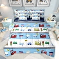thumbnail image 1 of Homewish Preppy Child Colorful Railway Train Bedding Comforter Set 7-Piece,Cartoon Steam Engine King Bedding Sets,Kawaii Railroad Car Ultra Soft Bed Sheets,Breathable Home Decor,Reversible, 1 of 8