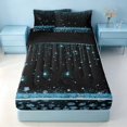 thumbnail image 1 of Homewish Princess Blings Zipper Full Size Comforter Sets with Fitted Sheet and 2 Pillowcases for Girls, Black Cyan Zipper Bedding Set, 1 of 7