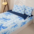 thumbnail image 1 of Homewish Princess Blue Bow Zipper Twin Comforter Sets with Fitted Sheet and 2 Pillowcases for Girls, Blue Polkadots Zipper Bedding Set for Kids, Navy Reversible, 4 Pieces, 1 of 6