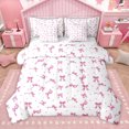 thumbnail image 1 of Homewish Princess Bow 7-Piece Bedding Comforter Set,Lovely Bowtie Bowknot King Bedding Sets,Pink Polka Dots Bed Sheets For Girls,Breathable Home Decor Reversible, 1 of 9