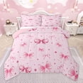 thumbnail image 1 of Homewish Princess Bowknot Kids Full Size Comforter Sets, Pink Fashion Diamond Bedding Comforter Set, Cute Bow-tie Theme Reversible Bedding Sets, Ultra Soft Bedroom Decor, 3-Piece, 1 of 8