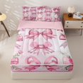 thumbnail image 1 of Homewish Princess Coquette Bowknot Zipper Full Size Comforter Sets with Fitted Sheet and 2 Pillowcases,Cute Pink Floral Zipper Bedding Set For Kids Girls,Pink Reversible,4-Piece, 1 of 7