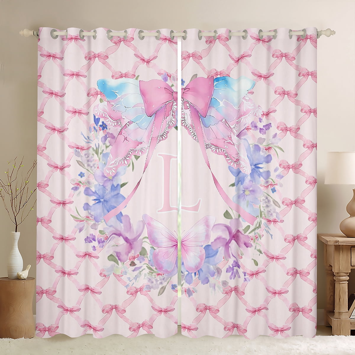 Homewish Princess Letter L Curtains Pack of 2 (42x84 Each) for Kids ...