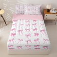 thumbnail image 1 of Homewish Princess Pink Bow Zipper Full Size Comforter Sets with Fitted Sheet and 2 Pillowcases For Bowtie Girl,Kawaii Cartoon Bowknot Zipper Bedding Set,Reversible,4 Pieces, 1 of 7