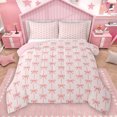 thumbnail image 1 of Homewish Princess Pink Bow-tie Full Size Comforter Sets, Cartoon Stripes Lines Bedding Comforter Set, Teens Kids Girls Women Reversible Bedding Sets, Ultra Soft Bedroom Decor, 3 Pieces, 1 of 8