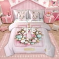 thumbnail image 1 of Homewish Princess Pink Ribbon Bedding Comforter Set 7 Pieces, Fairy Tale Full Bedding Set, Dreamy Christmas Theme Reversible Fitted Sheet Flat Sheet, Luxury Bedroom Decor, 1 of 7