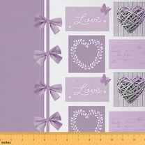 Homewish Princess Purple Bowknot Fabric by the Yard 1 Yard, Leaf Plant Botanical Room Decor Fabric by the Yard, Rustic Wooden Plank Sewing Fabric, Breathable Home Decor