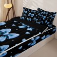 thumbnail image 1 of Homewish Princess Ribbon Heart Zipper Twin Comforter Sets with Fitted Sheet and 2 Pillowcases for Girls, Blue Bow Zipper Bedding Set for Kids, Black Reversible, 4-Piece, 1 of 6