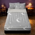 thumbnail image 1 of Homewish Psychedelic Stars Moon Zipper Full Size Comforter Sets with Fitted Sheet and 2 Pillowcases, White Gray Zipper Bedding Set, Gray Reversible, 1 of 7