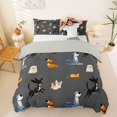 thumbnail image 1 of Homewish Pug Corgi Dachshund Bedding,Cute Dogs Duvet Cover Full,Gray,Light Gray Reversible,3pcs,1 Duvet Cover and 2 Pillowcases, 1 of 6