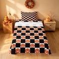 thumbnail image 1 of Homewish Pumpkin Plaid Twin Sheets, Happy Halloween Bedding, Black Orange White, 3 Pieces (1 Flat Sheet, 1 Fitted Sheet and 1 Pillowcase), 1 of 6