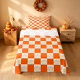 thumbnail image 1 of Homewish Pumpkin Plaid Twin Sheets, Happy Halloween Bedding, Orange Cream White, 3pcs (1 Flat Sheet, 1 Fitted Sheet and 1 Pillowcase), 1 of 6