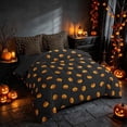 thumbnail image 1 of Homewish Pumpkin Queen Bedding, Happy Halloween Bedding Comforter Set Queen, Black Orange, Black Reversible 7 Pieces, 1 of 7