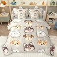 thumbnail image 1 of Homewish Puppy Dog 7pcs Bedding Comforter Set,Pet Animal Queen Bedding Sets,Brown Gray Queen Sheet Sets For Boys Kids,Super Cozy Room Decor Reversible, 1 of 8