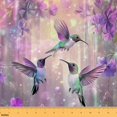 thumbnail image 1 of Homewish Purple Bird Hummingbird Fabric by the Yard 1 Yard,Rustic Farmhouse Cabin Home Decor Fabric by the Yard,Natural Plant Flower Sewing Fabric For Girls Boys,Microfiber Bedroom Decor, 1 of 6