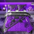 thumbnail image 1 of Homewish Purple Black Console 7-Piece Twin Bedding Sets,Gamer Gaming Bedding Comforter Set,3D Cartoon Gamepad Sheet Sets For Adults,Luxury Bedroom Decor Reversible, 1 of 8