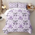 thumbnail image 1 of Homewish Purple Bow Ghost Print Halloween Bed Spread Queen for Boys Girls, Skull Daisy Bat Flower Queen Coverlet Set, 3 Pieces, 1 of 7