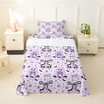 thumbnail image 1 of Homewish Purple Bow Ghost Print Twin Sheets for Kids, Skull Daisy Bat Flower Bedding, 3 Pieces, 1 Flat Sheet, 1 Fitted Sheet and 1 Pillowcase, 1 of 5