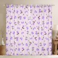 thumbnail image 1 of Homewish Purple Bowknot Floral Black Out Curtains,Country Floral Curtains Pack of 2 (42x63 Each),Lovely Bow Knot Bedroom Curtains For Men Women,Breathable Home Decor, 1 of 6