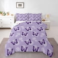 thumbnail image 1 of Homewish Purple Butterflies 3 Pieces Queen Comforter Set For Girls,Chic Floral Dandelion Ultra Soft Bedding Sets,Dreamy Princess Bedding Comforter Set,Lightweight Room Decor,Reversible, 1 of 8
