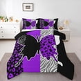 thumbnail image 1 of Homewish Purple Butterfly Animal Queen Comforter Set, Romantic Valentines Day Bedding Sets, Chic Leopard Zabra Print Reversible Bedding Comforter Set, Luxury Bedroom Decor, 3pcs, 1 of 8