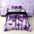 thumbnail image 1 of Homewish Purple Butterfly Twin Comforter Sets, Diamonds Glitters Print Bedding Set, Black Reversible, 2pcs 1 Comforter and 1 Pillowcase, 1 of 6